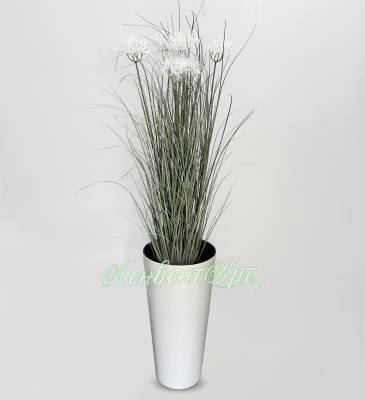 Трава искусственная интерьерная с одуванчиками Н120 см в кашпо DTUS300S 449 белый